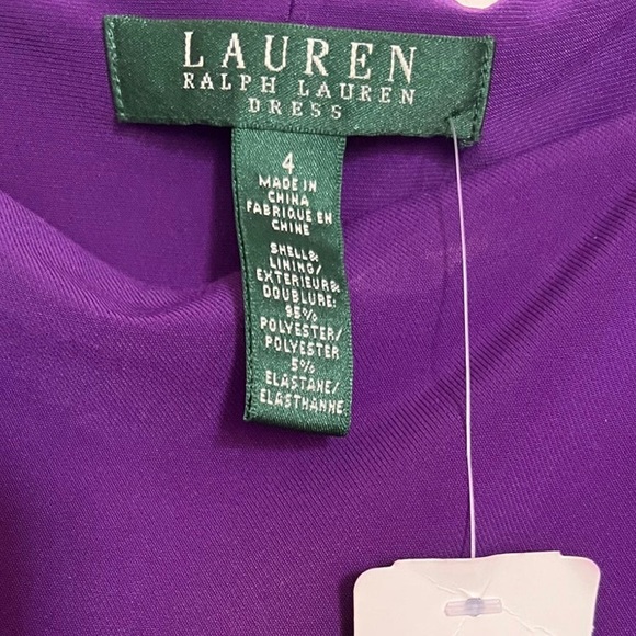 NWT LAUREN by Ralph Lauren Purple One-Shouldered Form-Fitting Dress Size 4 - Picture 4 of 5
